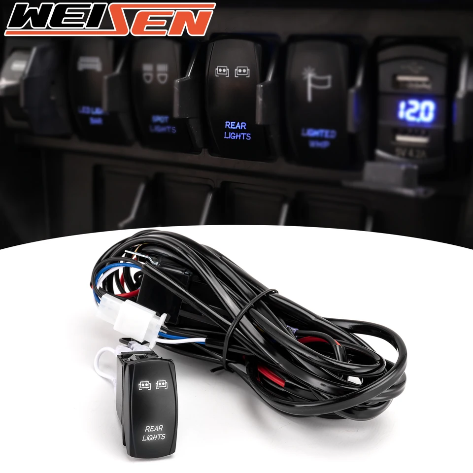 Kláves UTV na zadnom svetelnom káblovom káblovom postroji s poistkou relé spínacie spínače ACC pre Can Am Kawasaki Polaris RZR Ranger Ace