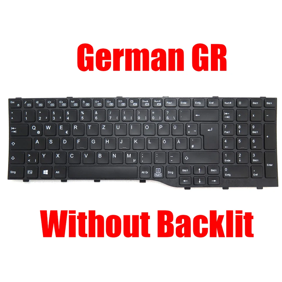 Klávesnica laptopu pre Fujitsu for Lifebook E4512 U7511 H5511 nemecký gr čierny bez podkrovných nových