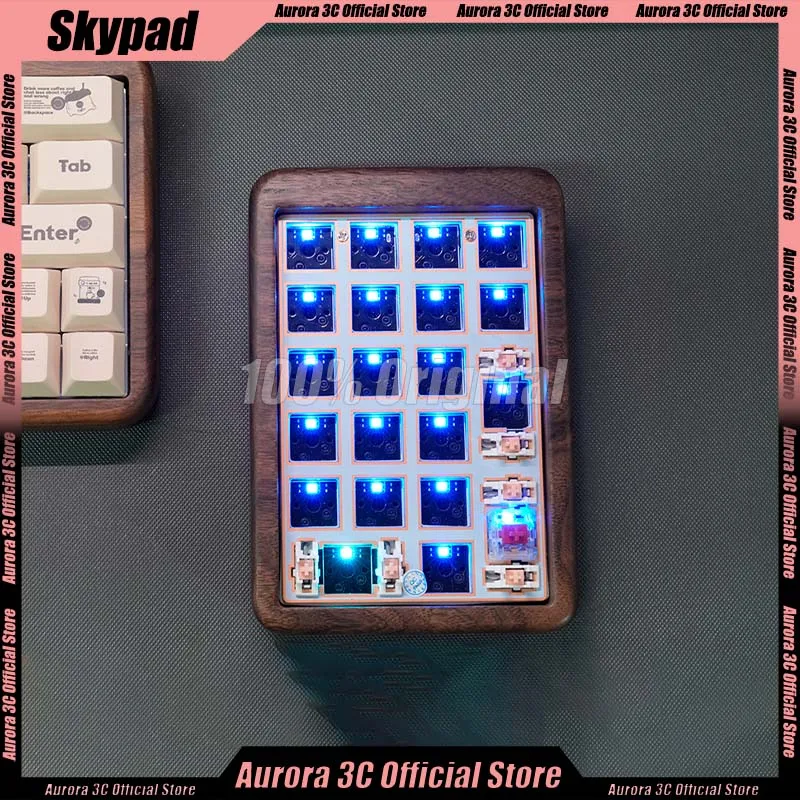 Klávesnica Sky Sky Pad Číslo klávesnice 3 Mini 21 klávesov Walnut Bluetooth 2.4g Wireless Mini prenosná klávesnica RGB Office KeyPad Kit Darček