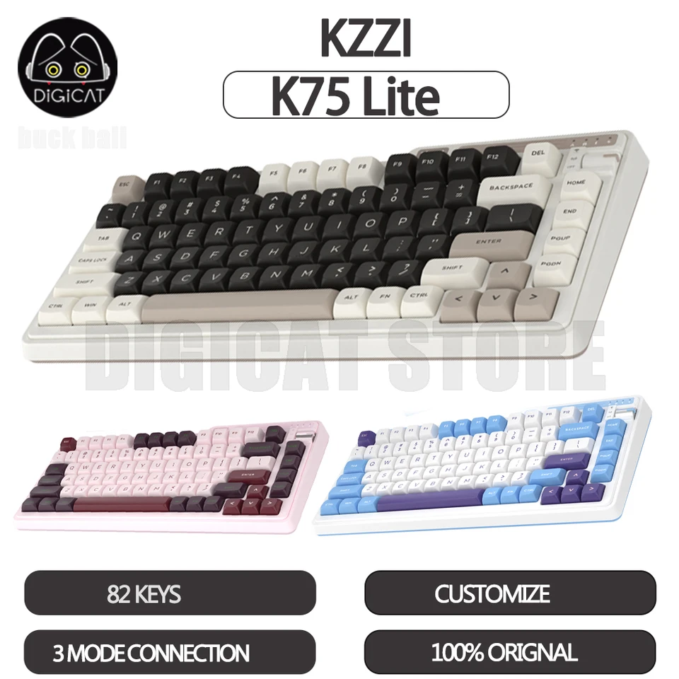Klávesová klávesnica Kzzi K75 Lite Lite Gamer 3Mode USB/2,4G/Bluetooth Wireless Keyboard RGB Keycaps PBT Vlastné dary K75Lite Klávesnica