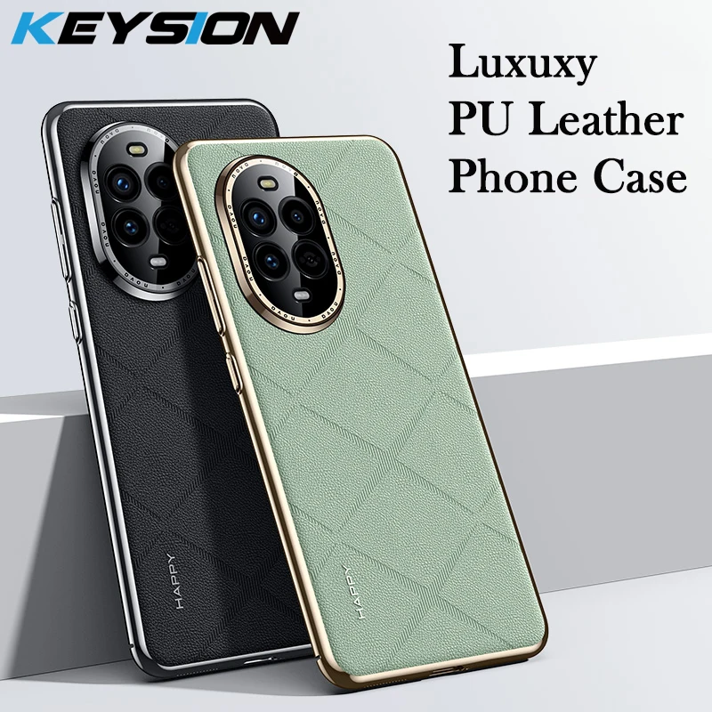 Klávesový luxusný mriežkový vzor PU kožené puzdro pre Huawei Nova 13 Pro Plating Hard PC Shockproof Cover pre Huawei Nova 13 Pro