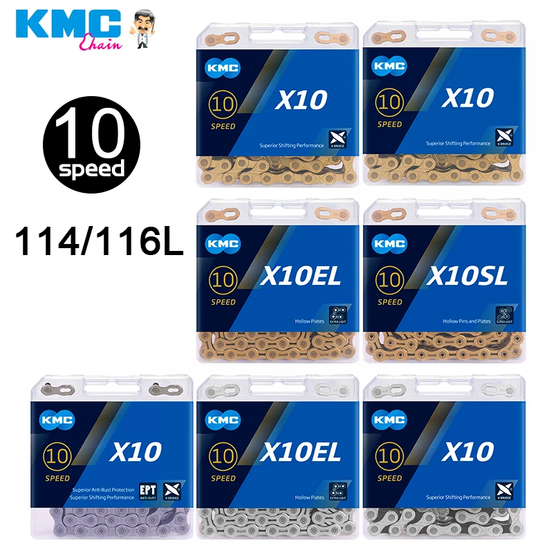 KMC X10 10 Rýchlostný reťazec 116 LINKS ROAD/MOUNTY BIKE REAP X10EPT X10EL X10SL BIKE REARCH ORIGINÁLNA BOXED