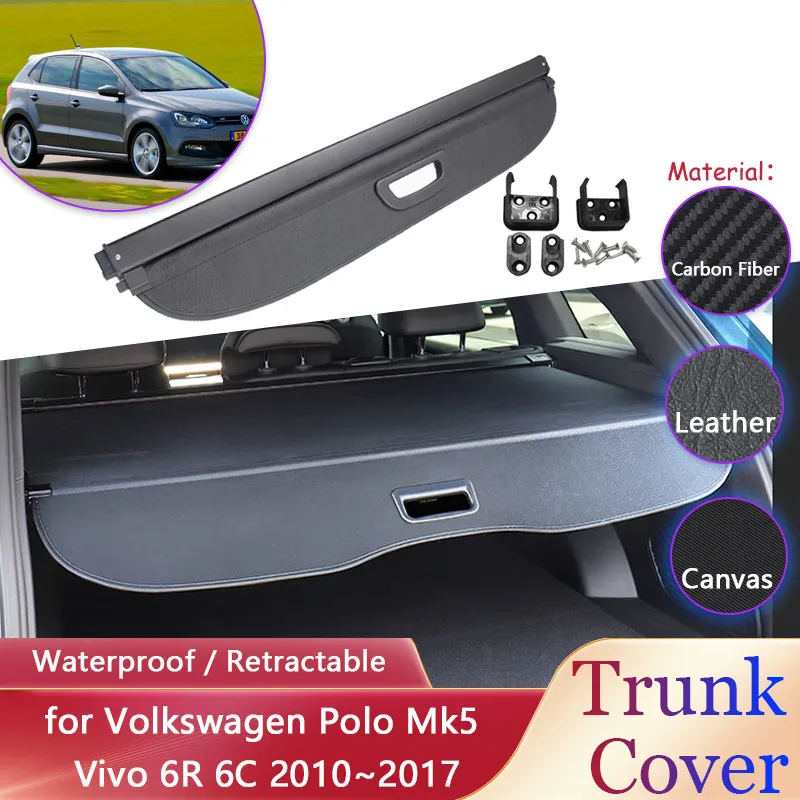Kmeňové opona pre kmeň pre Volkswagen VW Polo Mk5 Vivo 6R 6C 2010 ~ 2017 Voda nepremokavého zatiahnuteľného nákladného podložky pokrýva príslušenstvo