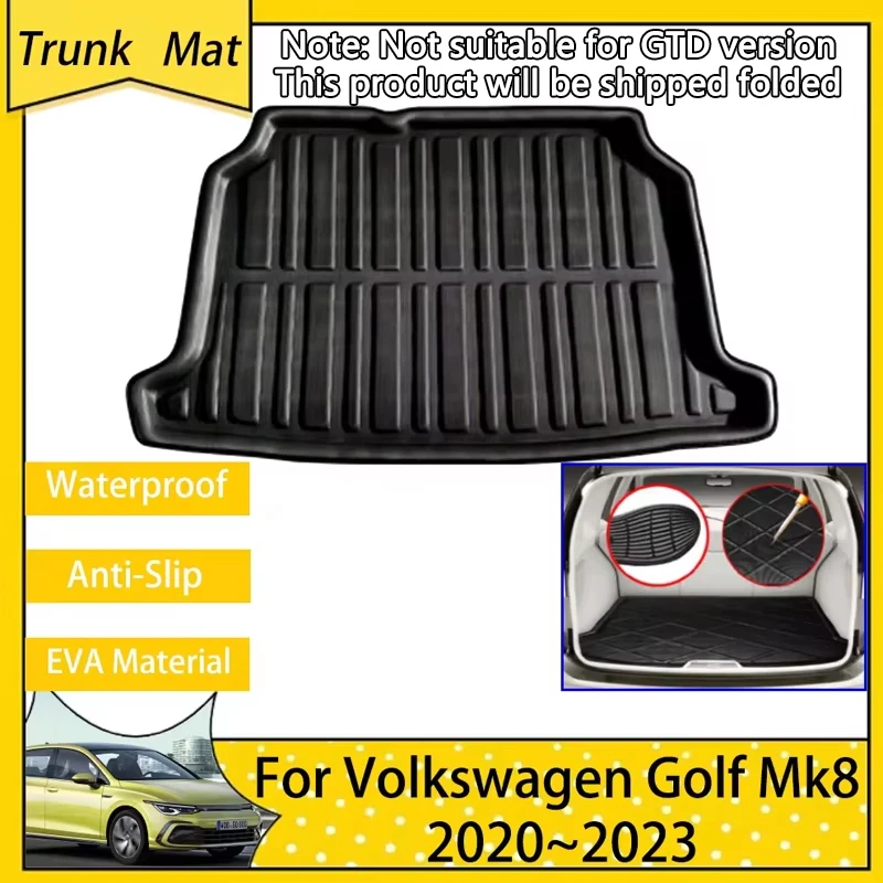Kmeňový kmeň rohož pre Volkswagen VW Golf 8 MK8 2020 2021 2022 2023 Vodotesná podložka Zadná batožinová koberca