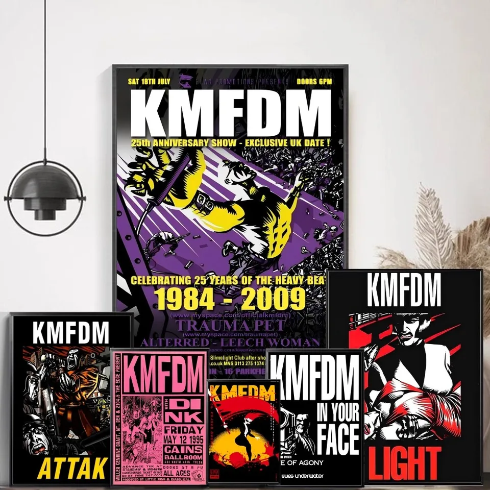 KMFDM Band DIY lepkavý plagát Whitepaper Výtlačky plagáty Artwork vintage dekoratívna maľba