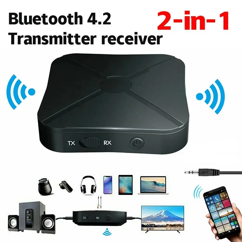 KN319 Bluetooth 4.2 Prijímač a vysielač Audio Music Stereo Wireless Adapter RCA 3,5 mm AUX Jack kábel pre reproduktor TV CAR PC