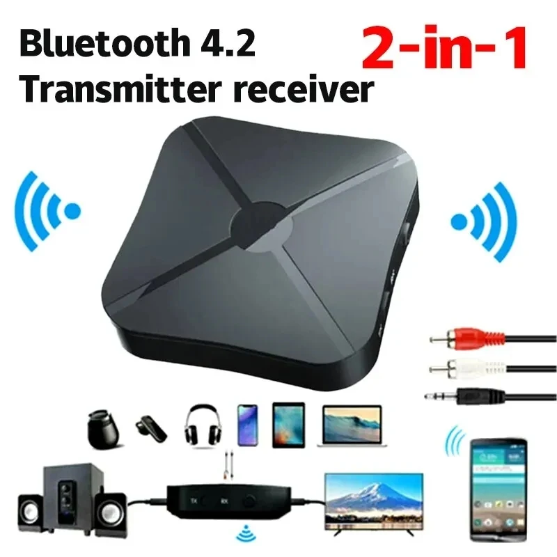 KN319 Prijímač vysielača Bluetooth 2 v 1 Stereo Audio Converter Prevodník bezdrôtového adaptéra s RCA 3,5 mm aux pre auto