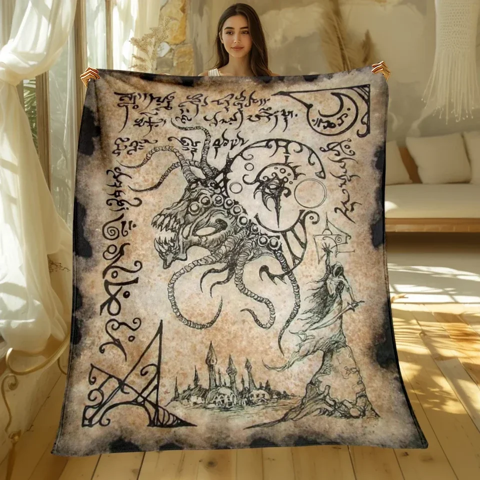 Kniha Cthulhu Print Four Seasons Deak Sofa Bed Cover Soft and Fluffy Deka Mäktého teplého flanela hodu prikrývku darček