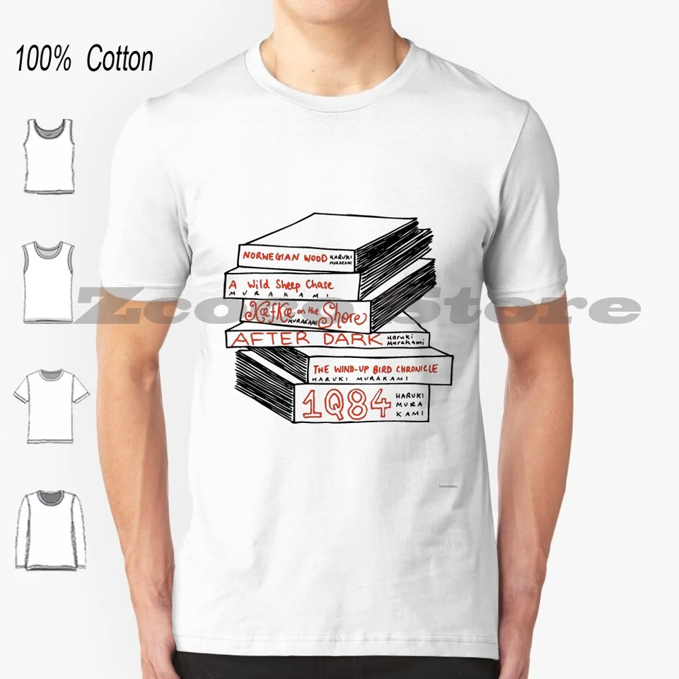 Kniha Haruki Murakami 100% bavlnená muži a ženy mäkké módne tričko Haruki Murakami Lover Lover Divoké ovce na brehu