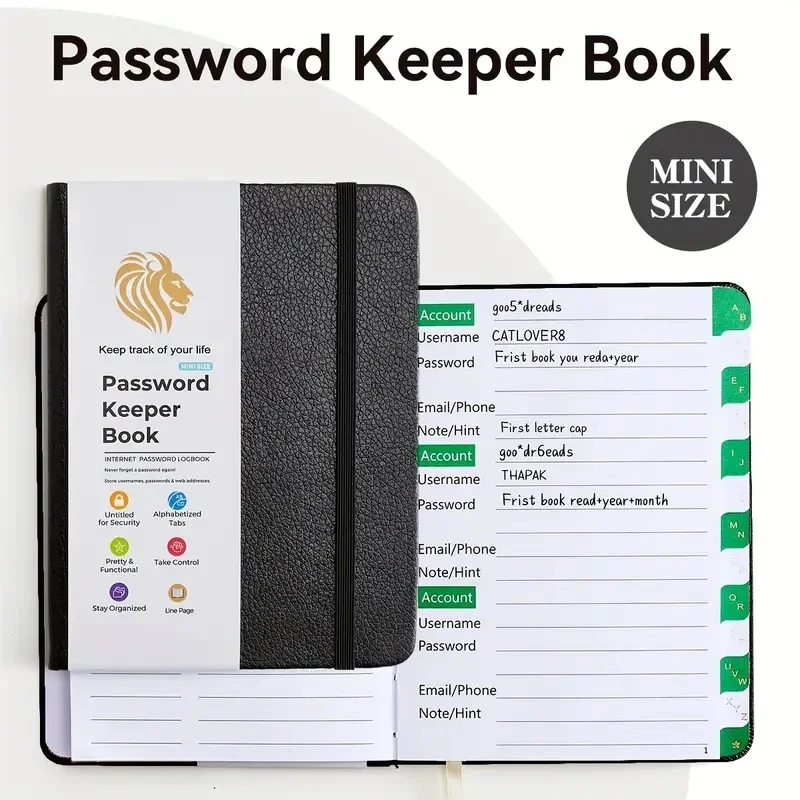 Kniha hierca hesla s abecednými kartami Notebook Poznámkový denník Diary Písanie podložky