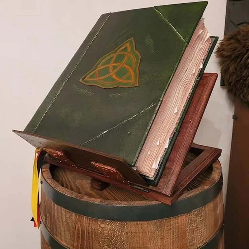 Kniha tieňov zelený obal viazaný prázdny a lemovaný denník 350 strán Spells Records Spellbook Retro Gifts