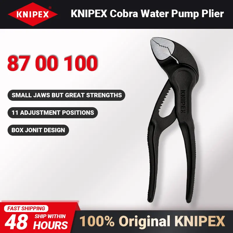 KNIPEX 87 00 100 COBRA XS Vodné kliešte 4 palce leštené kliešte 11 Nastavovacie polohy Nástroj na svedectvo