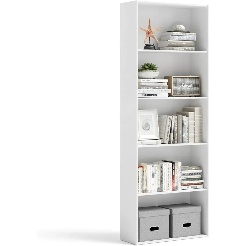 Knižnica s 5 polica, 23.5'''l x 9,5'''W x 67'''h, viacfunkčné drevené úložné priestory Otvorené knižnice pre domácu kanceláriu