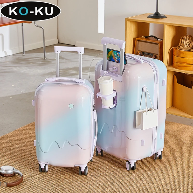 KO-ku Gradient Model Suitcas HORK PREDAJ Žena vysoká hodnota 24 palcov cestovné puzdro 20-palcové palubné boxy Multifunkčná batožina