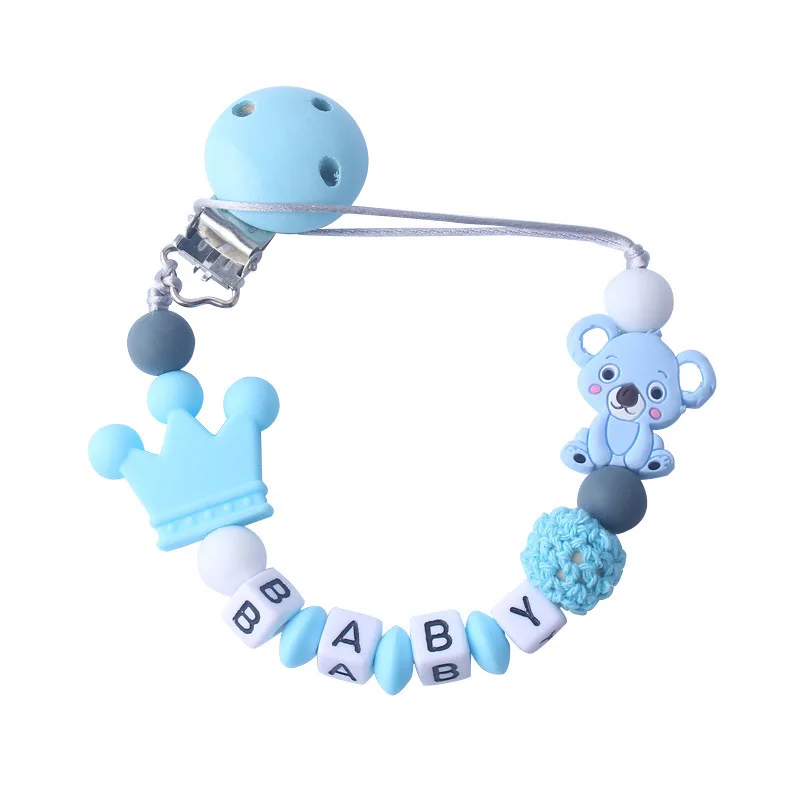 Koala Silikone Baby Clicifer Clip Clip Personalizovaný názov cumlíci reťaz pre držiak detských zubov Soother Chew Hračky figuríny