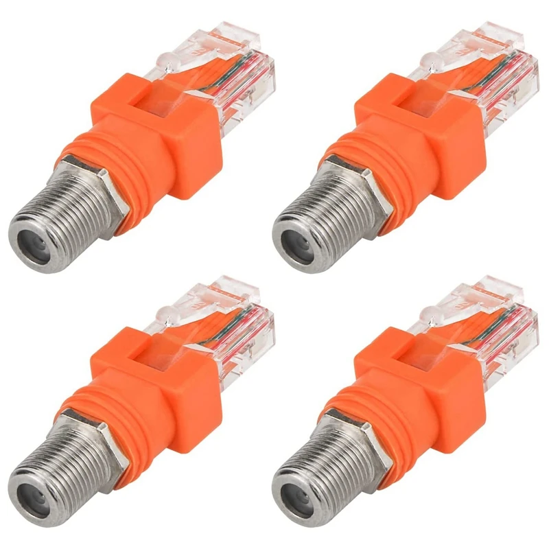 Koaxiálny adaptér ethernetu, 4 balenie koax rf f ženy na RJ45 Mužský prevodník pre tester linky