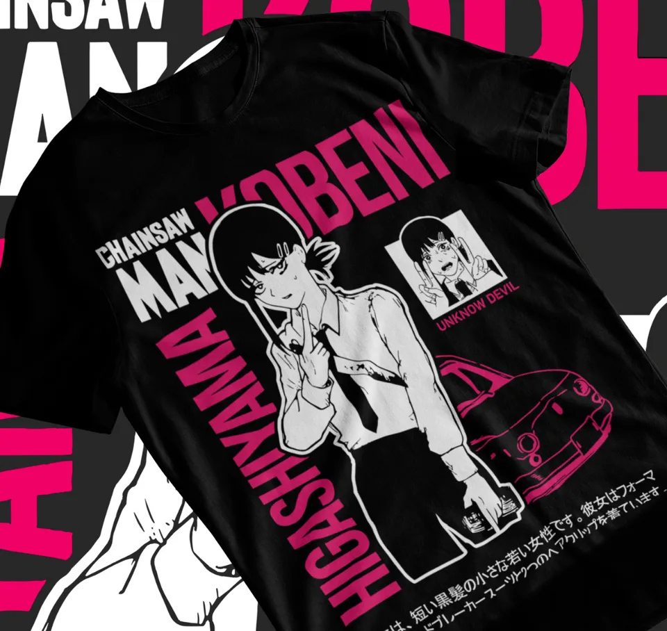 Kobeni tričko Denji Makima Pochita Chainsaw Horor Anime tričko Soft Tee