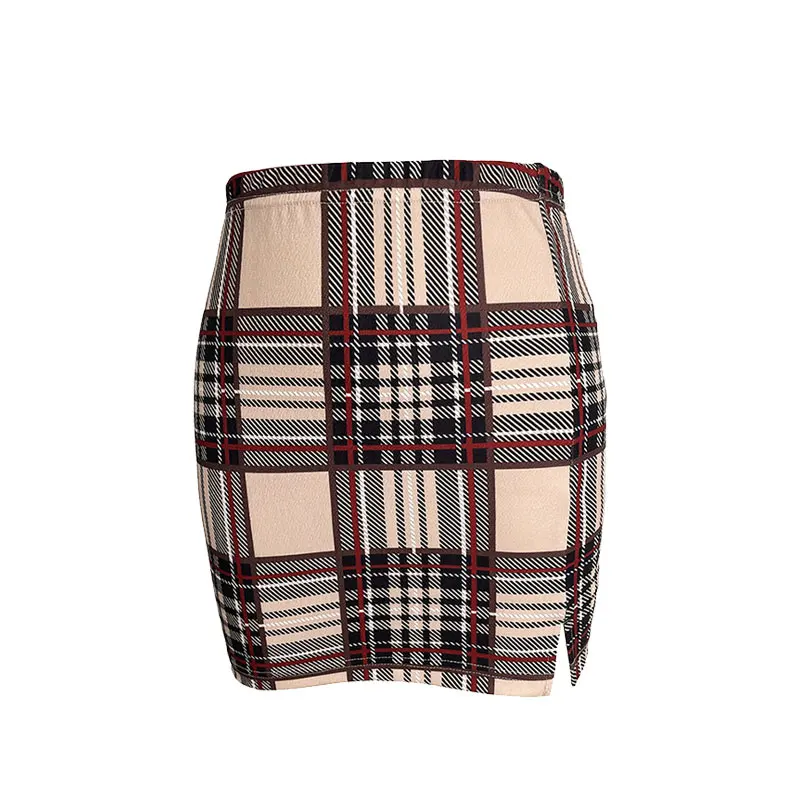 Kockovaná sukňa Sexy mikro sukňa Offiece Lady Red Green Elegantná ceruzka Mini sukne Streetwear High pás Lady krátka sukňa pre ženy