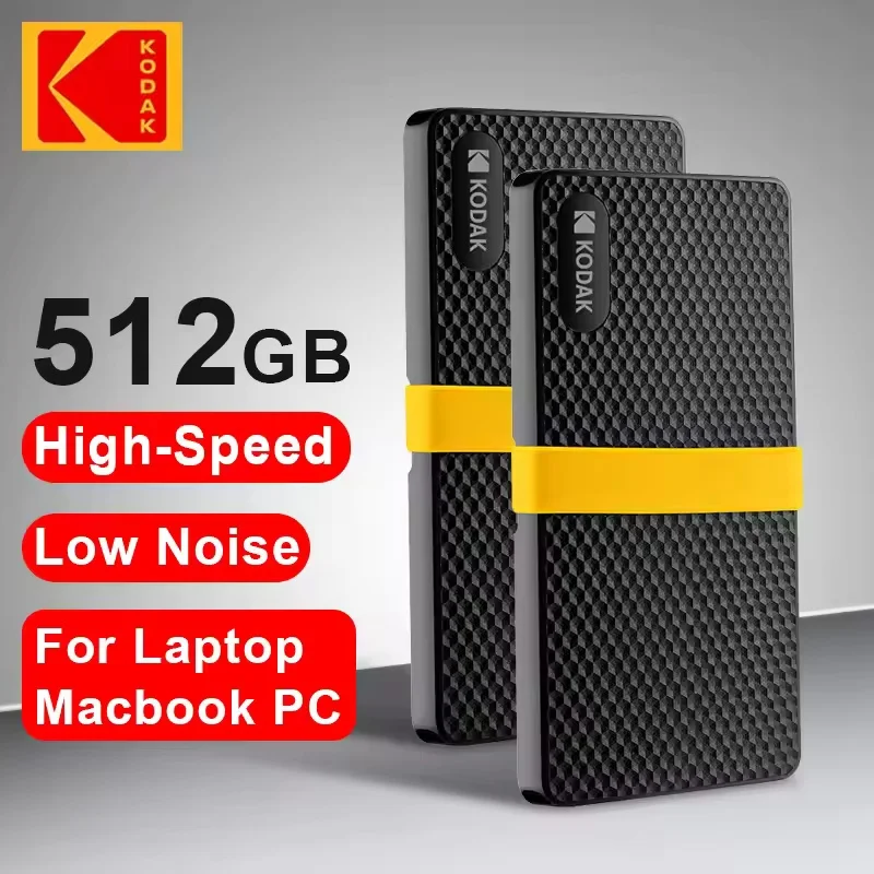 Kodak-Disco Rígido SSD Externo, Disco Duros Externo, USB 3.1, SSD Portátil, 512 GB, Mini Disco Rígido Para PC, Laptops Com Com Cabo U