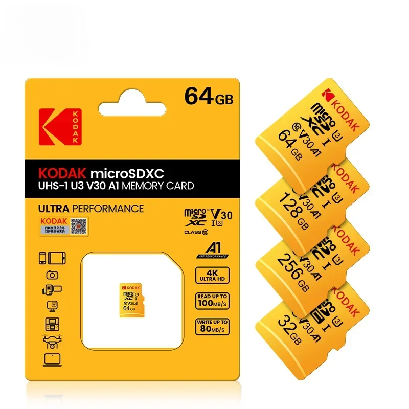 Kodak Flash Card 128 GB Micro Card 64 GB 32 GB Pamäťová karta s adaptérmi C10 TF Micro SD karty 256 GB pre PC Tablet PC PC