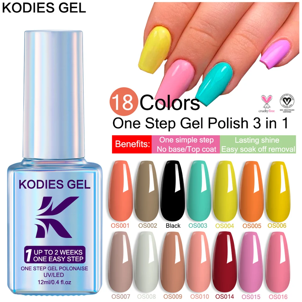 KODIES GEL Nový gélový lak na nechty 3 v 1 jednom kroku letné farebné gélové lak polopreme UV/LED namočenie z manikúrového nechtového laku lak