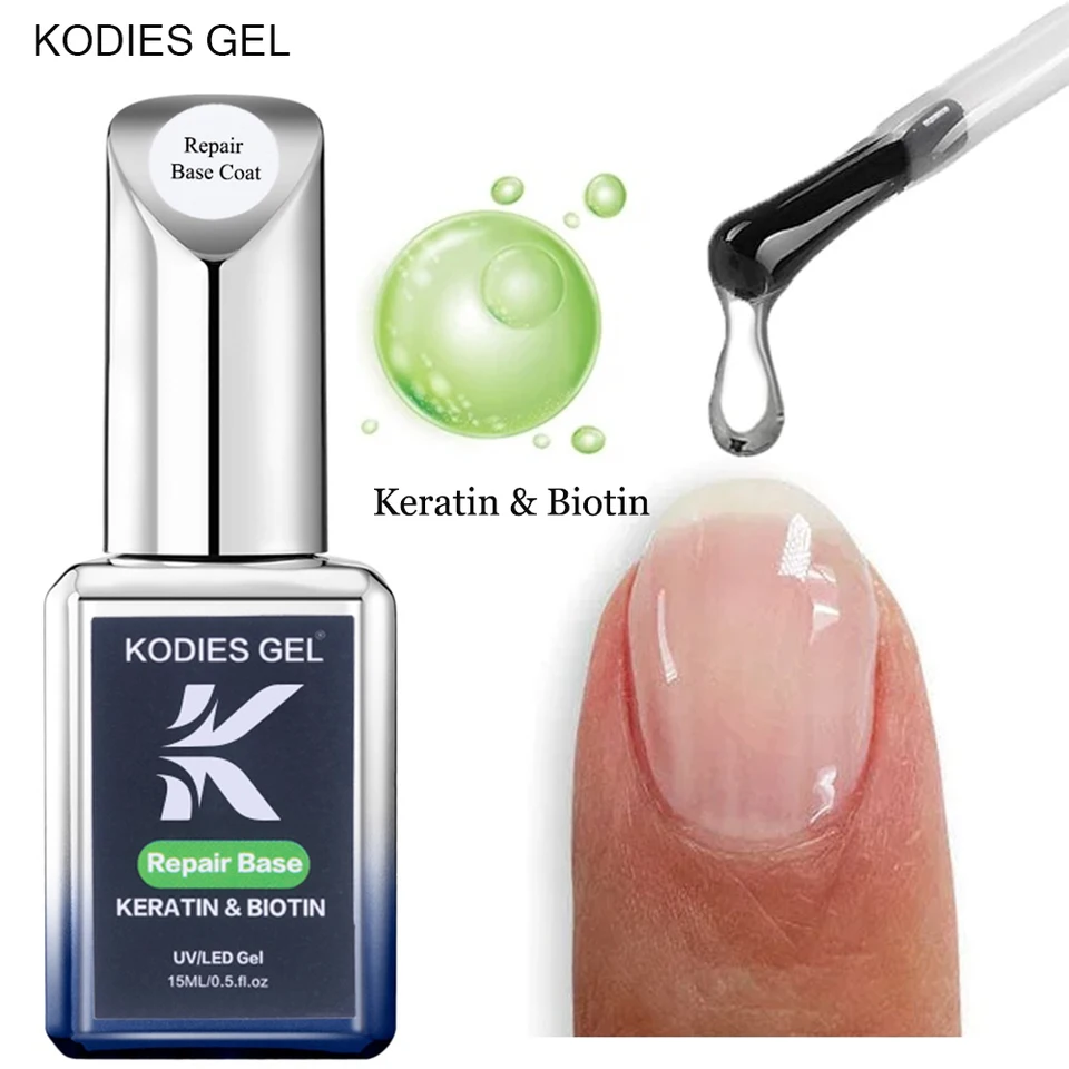 KODIES GEL Opravy základná kabát keratínový proteín Base GEL GEL LICKS 15 ml číry polotrvánny UV ochranu proti gélu na nechty na nechty