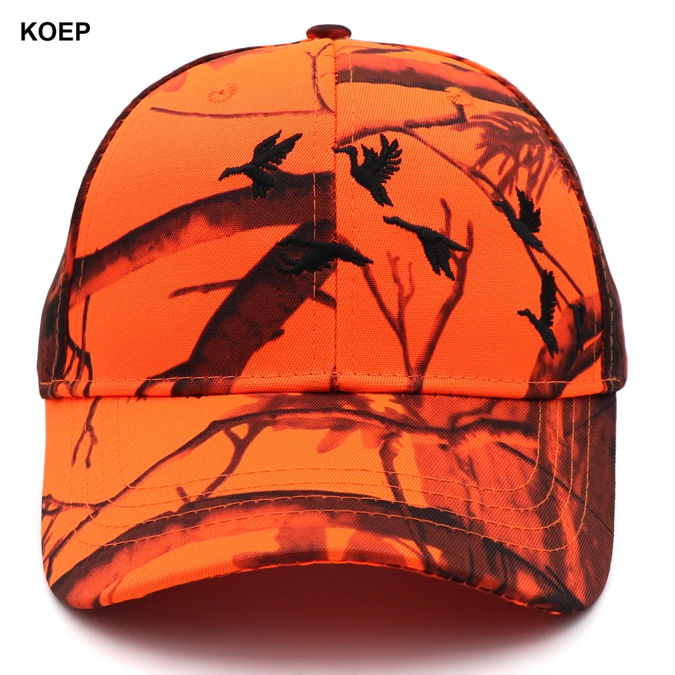 Koep nový strom oranžový camo baseball cap rybársky čiapky Men Outdoor Hunting Camouflage džungľa klobúk divoký kačica vyšíva