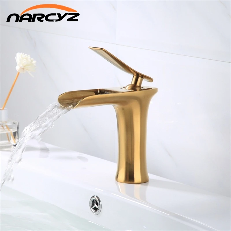Kohútik kotliny nikel zlatý vodopád kúpeľňa kohútik s jednou rukoväťou Basin Mixer Tap Faucet Mosadz umývadlo vodná kohútik striebro XT849