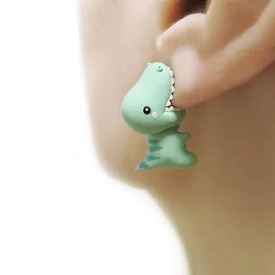 Kokonálne roztomilé zvieracie sústo 4 farby Karikatúra zvierat náušnice tyrannosaurus sústo náušnice Dinosaur náušnice Party Zábavné darčeky