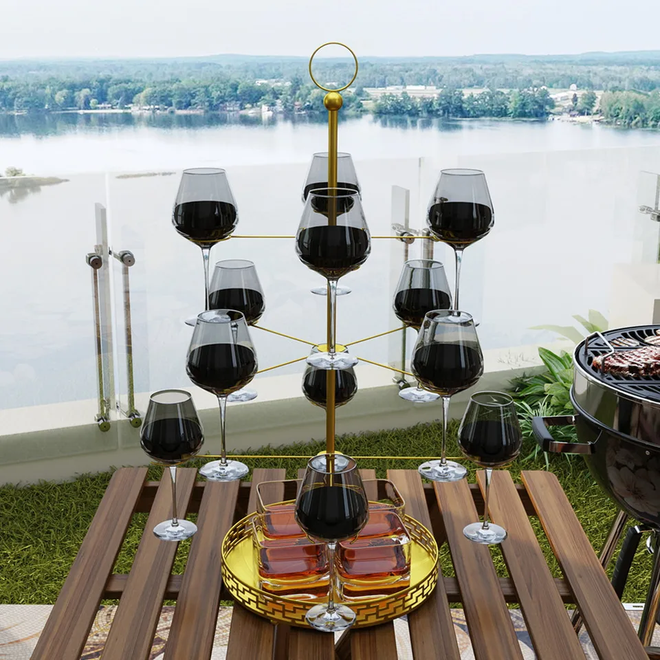Koktailový stromček drží až 12 pohárov - stojan na sklenené stromy Martini - veža šampanského, nápojový strom - šampanský stojan veže