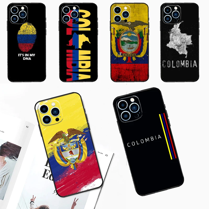 Kolumbijská vlajková puzdro pre iPhone 15 16 14 13 12 11 Pro Max Mini Cover x xr xs 8 7 14 15 16 plus príslušenstvo