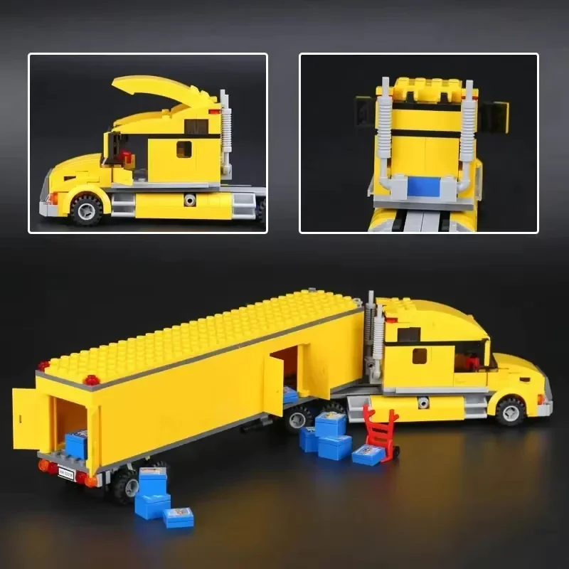 Kompatibilné MOC Sets City Series Yellow Truck Container Truck Automobil blokuje detské hračky darček