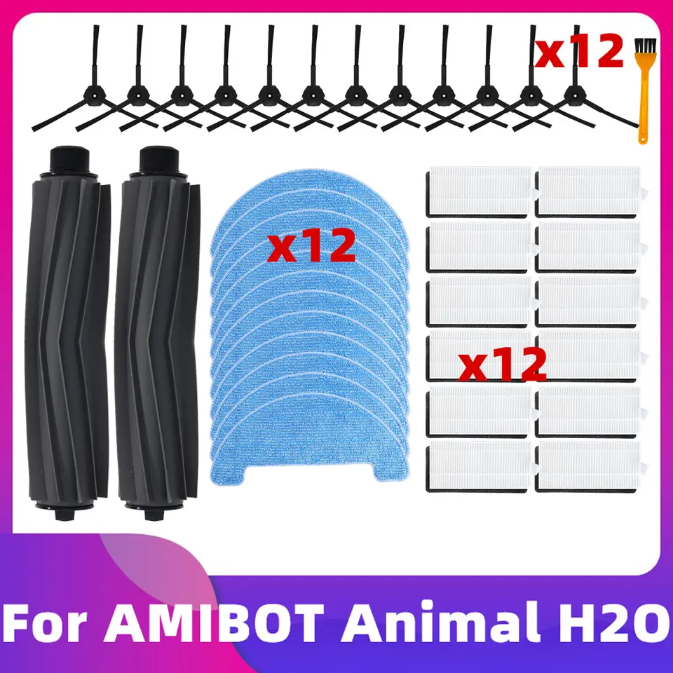 Kompatibilné pre Amibot Animal H2O Pripojte robotické vysávače Časti hlavný valček na bočné kefové kefové obal