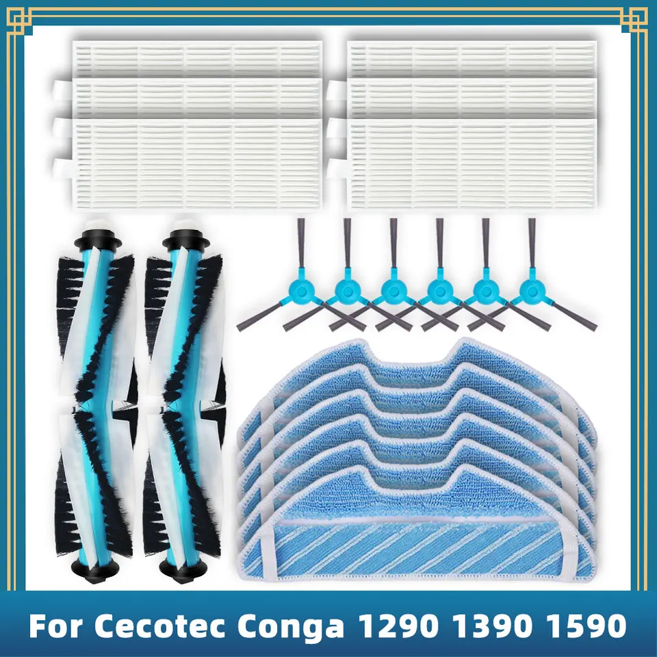 Kompatibilné pre Cecotec Conga 1290 1390 Náhradné náhradné diely Hlavná bočná kefa Hepa Filter