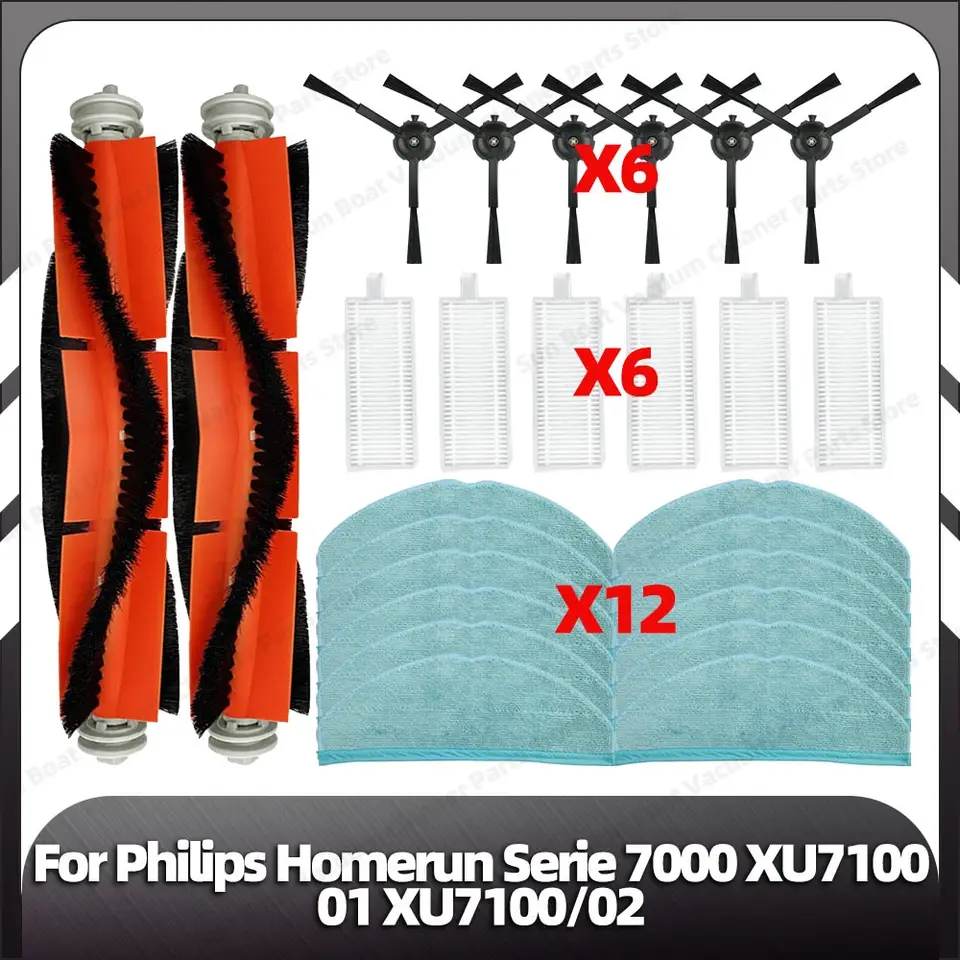 Kompatibilné pre Philips Homerun Serie 7000 XU7100/01 XU7100/02 Výmena hlavnej bočnej kefy Hepa Filter Mop Pad Surface Part Časť