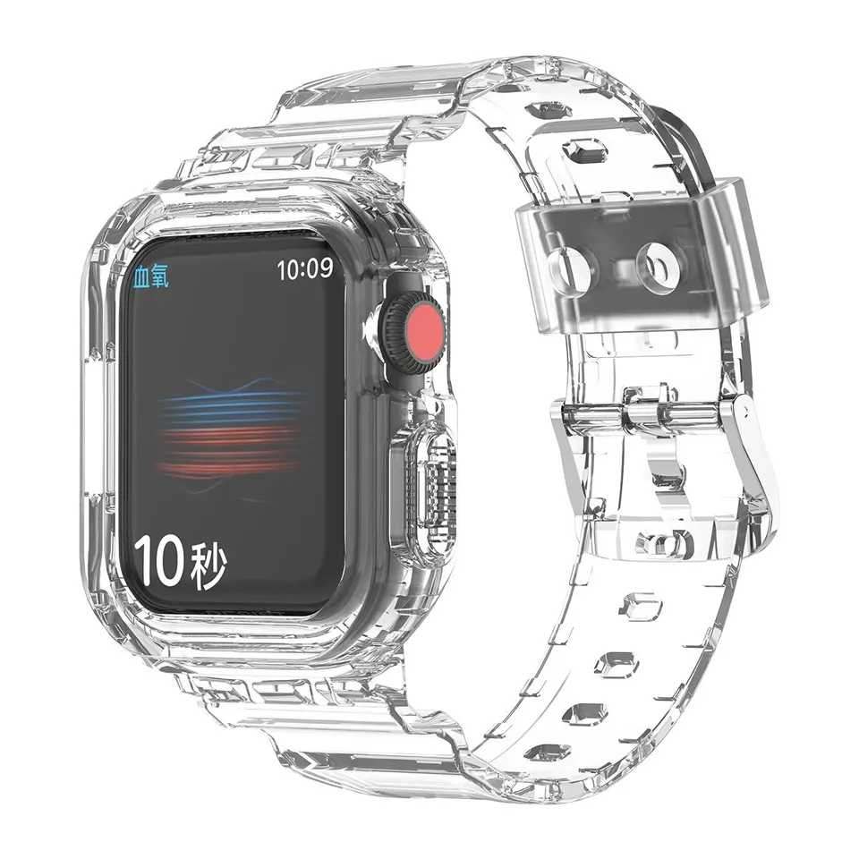 Kompatibilné pre priehľadné pásy Apple Watch, 45 mm 44 mm 41 mm 40 mm s nárazníkom pre mužov pre mužov pre ženy pre IWatch série 8 SE/7 6 5 4
