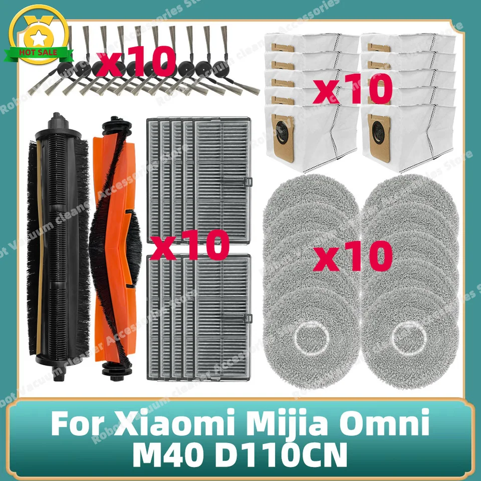 Kompatibilné pre Xiaomi Mijia omni M40 D110CN Accessories Cutting Valler Hlavná bočná kefka Hepa Filter mop handrička vrecká na prach