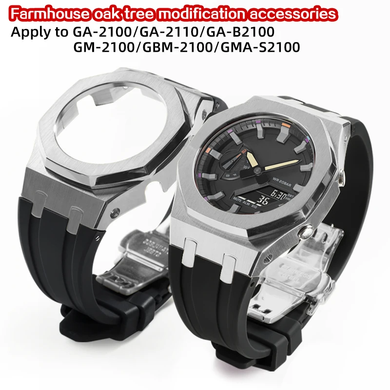 Kompatibilné s GA-2100/2110/B2100 GM-2100 GMA-S2100 Modifikované kovové puzdro na gumové popruhy.