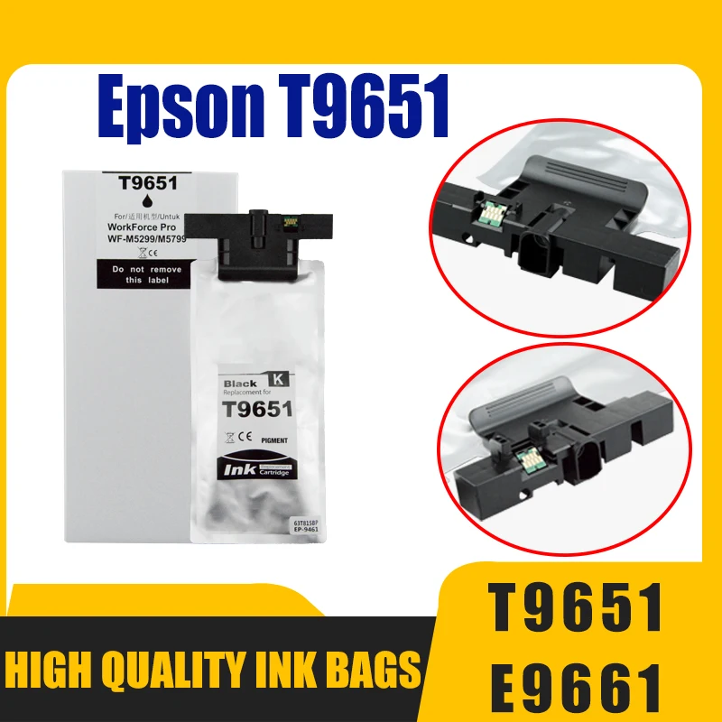 Kompatibilný T9651 Cabtridge Ink Bagwith Atrament pre Epson Workforce Pro WF-M5299 WF-M5799 Atramentová tlačiareň s čipom