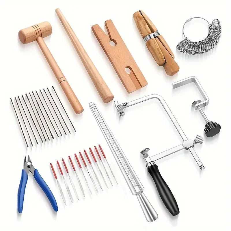 Kompletná remeselná súprava DIY Set Profesionálne šperky s súpravom vrátane súboru píly SIZER Diagonálne kliešte drevené svorky a kladivo