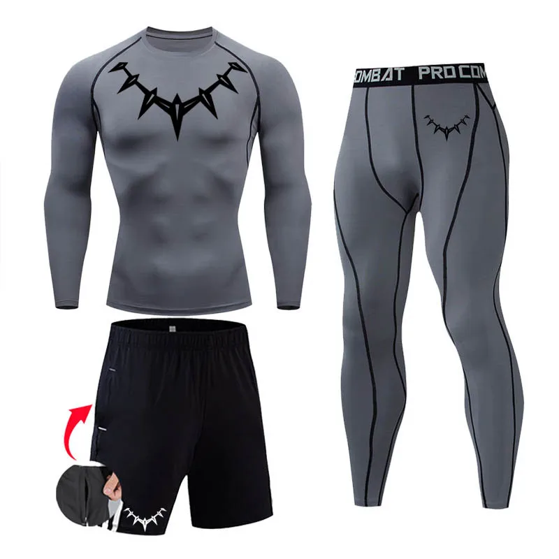 Kompresia športového oblečenia Pánske tričko s dlhým rukávom Fitness Leggings Šport Slnko ochrana Základná vrstva rýchle sušenie telocvične bežecký oblek