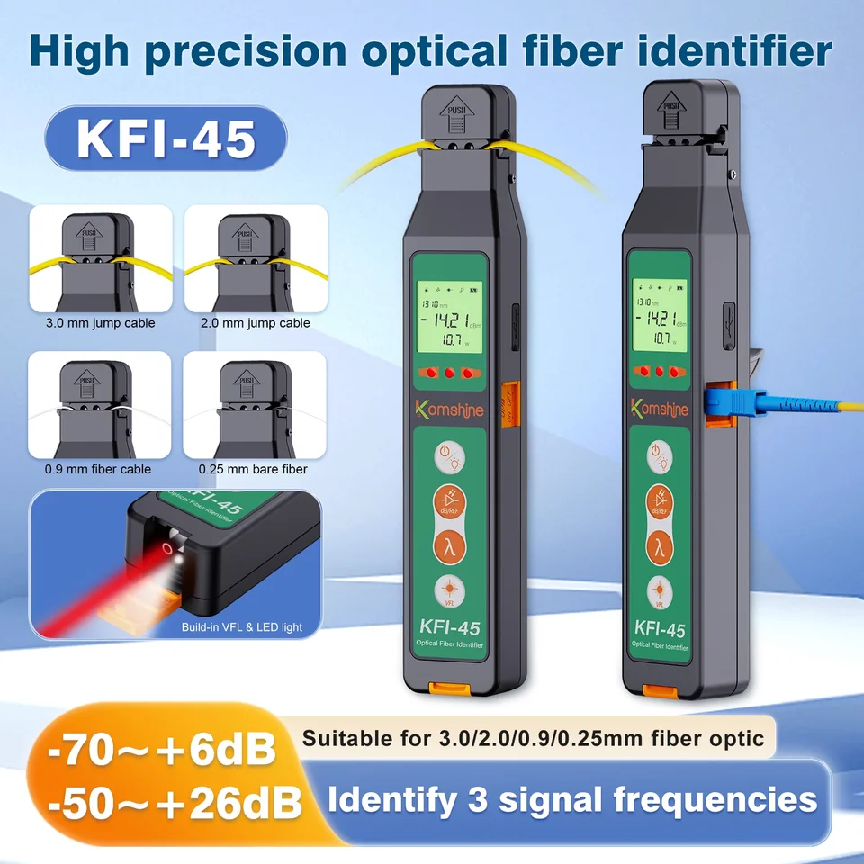 Komshine KFI-45 s 10MW Trafic Identifier optického identifikátora VFL s funkciou elektrického merača a LED svetlom