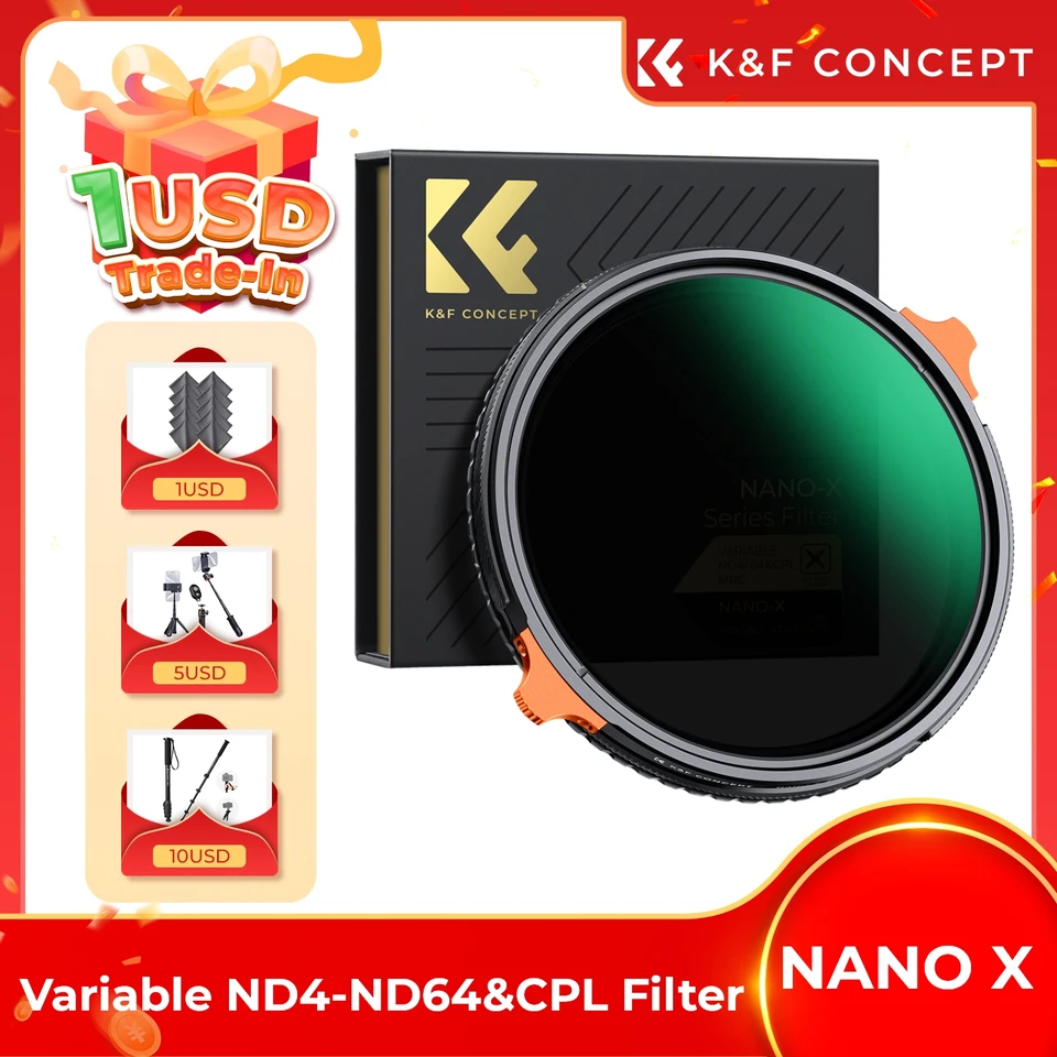 Koncept K&F 49-82 mm ND4 až ND64 CPL premenná nd kruhové polarizačné video 2 v 1 filter nano x kameru len filter pre Nikon Canon