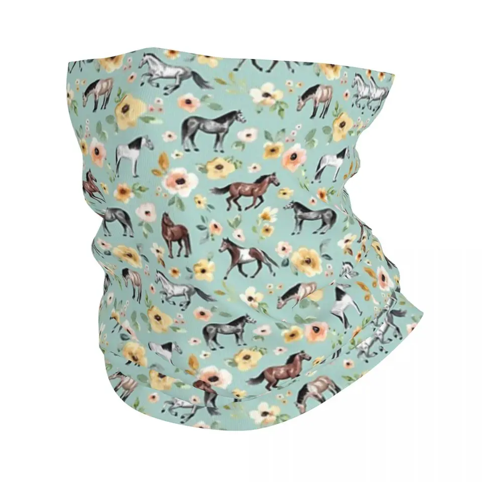 Kone s kvetmi kryt krku Bandana Potvrdený obal šál viacúčelová cyklistická šatka bežecká unisex dospelých dospelých priedušní