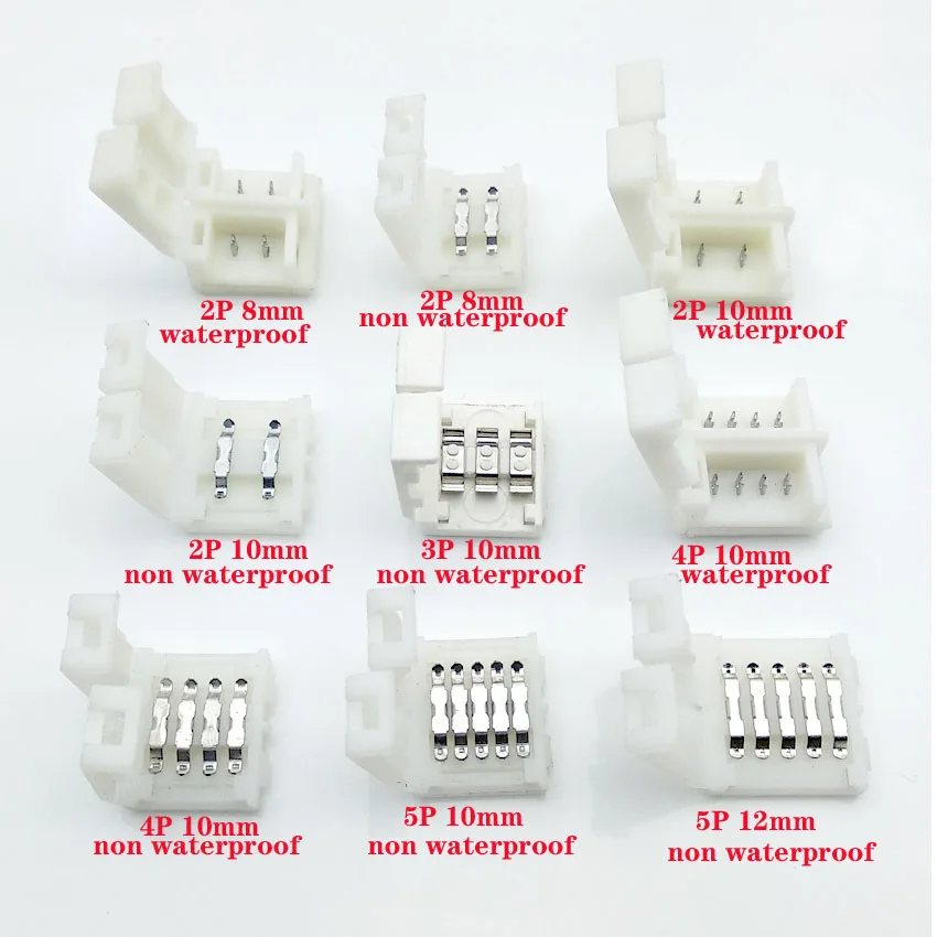 Konektor 5ks/lOD LED 2pin 3pin 4pin bez spájkovania pre 8 mm 10 mm 5050 3528 WS2811 WS2812B 5630 5730 SMD LED pásma LED