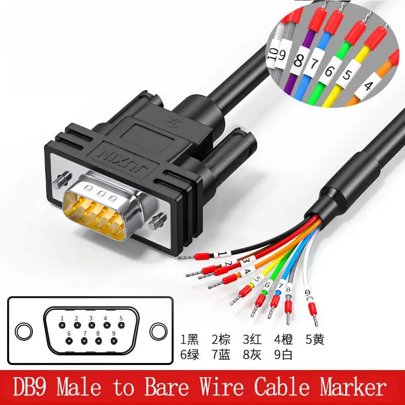 Konektor DB9 RS232 Serial Cable, 9 mužov 15 25 25, samica na holý drôt s káblovou značkou, DB15 DB25 DB37 D-Sub 37 PIN na holý drôt CA