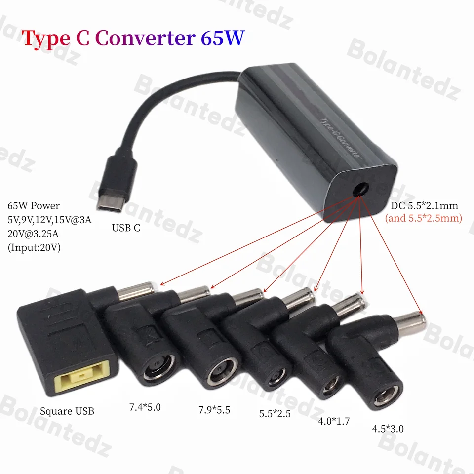 Konektor konektora nabíjača na nabíjačke prenosného konektora pre laptop pre prevodník Lenovo HP ASUS 7.4*5.0 7.9*5,5 mm ženský k USB Typ C Adaptér muž