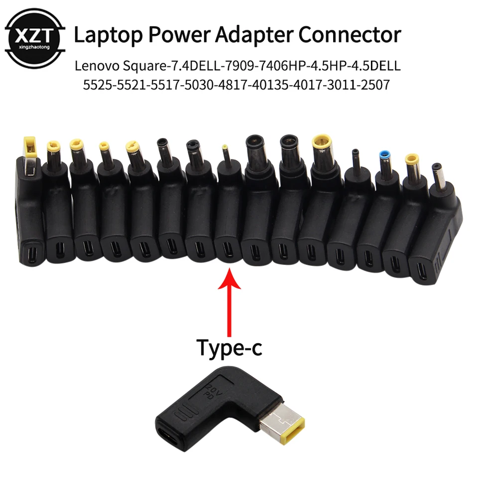 Konektor napájacieho adaptéra notebooku DC zástrčka USB Typ C Univerzálny prevodník samca Jack pre notebook HP Dell Asus Acer Lenovo