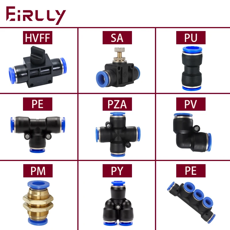 Konektory pneumatických hadicových pripevnení rýchle spojovacie konektory pre PU trubicu PU4/6/8/10/12 mm HVFF PE PY PV PZA PK SA PM PM CONKEKTOR