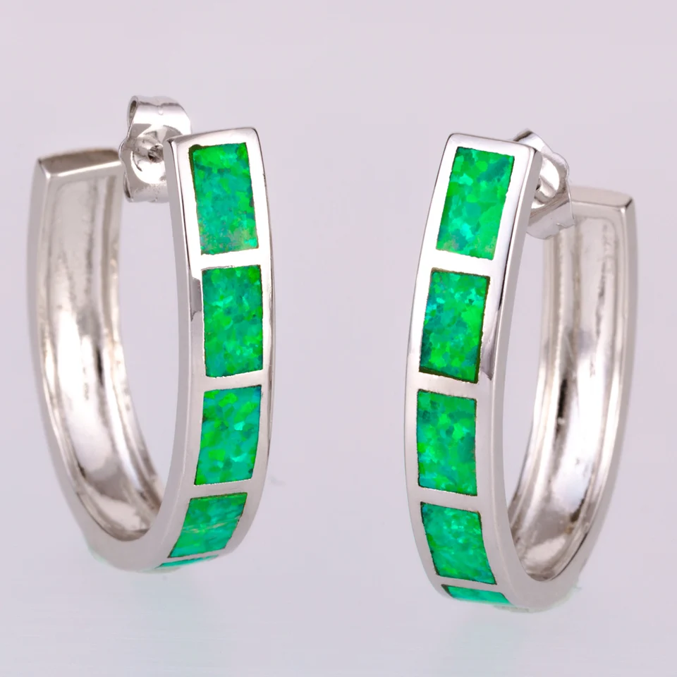 Kongmoon veľký polkruh Kiwi Green Fire Opal Jewelry for Women Piercing Hoop náušnice